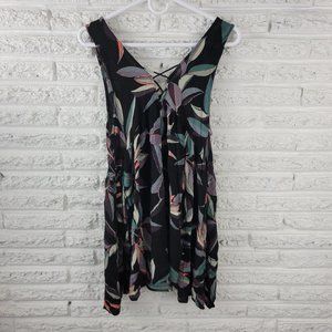 Rip Curl Womens Dress Small S Swimsuit Cover Up Black Floral Sleeveless FLO61E